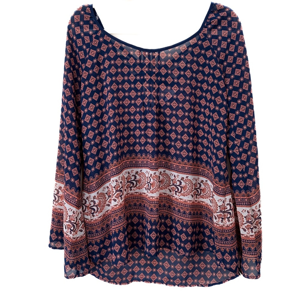 Anthropologie Blu Pepper Chiffon Sheer Tunic Top Blue